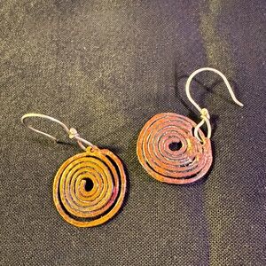 handmade copper/silver spiral earrings